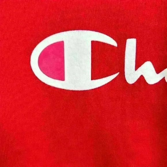 Champion Red Hooded Sweatshirt With Kangaroo Pockets Size L - Picture 7 of 8